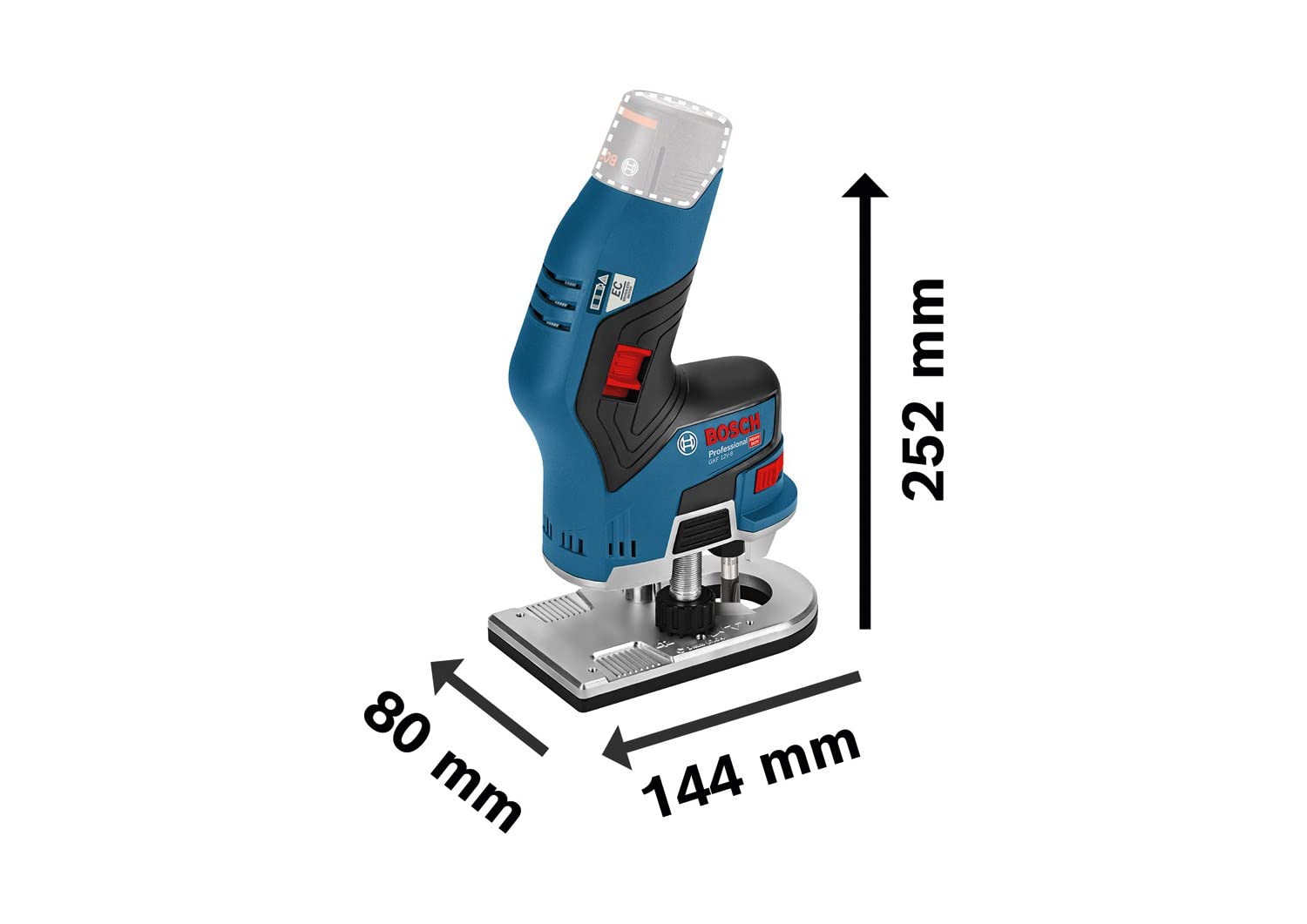 Rifilatore a batteria GKF 12V-8 Bosch Professional 12V System (incl. 2 batterie da 3,0Ah + caricabatteria rapido, pinza 8mm, chiave fissa, in L-BOXX 136)
