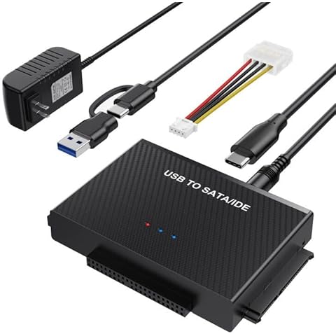 YINNCEEN USB C to IDE SATA Adapter, Upgraded Hard Drive Reader Ultra Recovery Converter Universal Hard Drive Adapter Kit for 2.5/3.5 HDD/SSD Hard Drive Disk, Include 12V/2A Power Adapter Cover