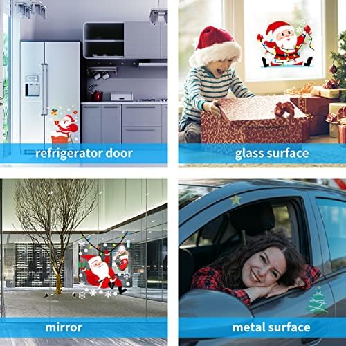 DANGZW Christmas Window Stickers 123 pcs Christmas Decorations Xmas Window Stickers Reusable, Double Sided Christmas Window Decals Static PVC Snowflake Santa Window Stickers for Xma Decoration