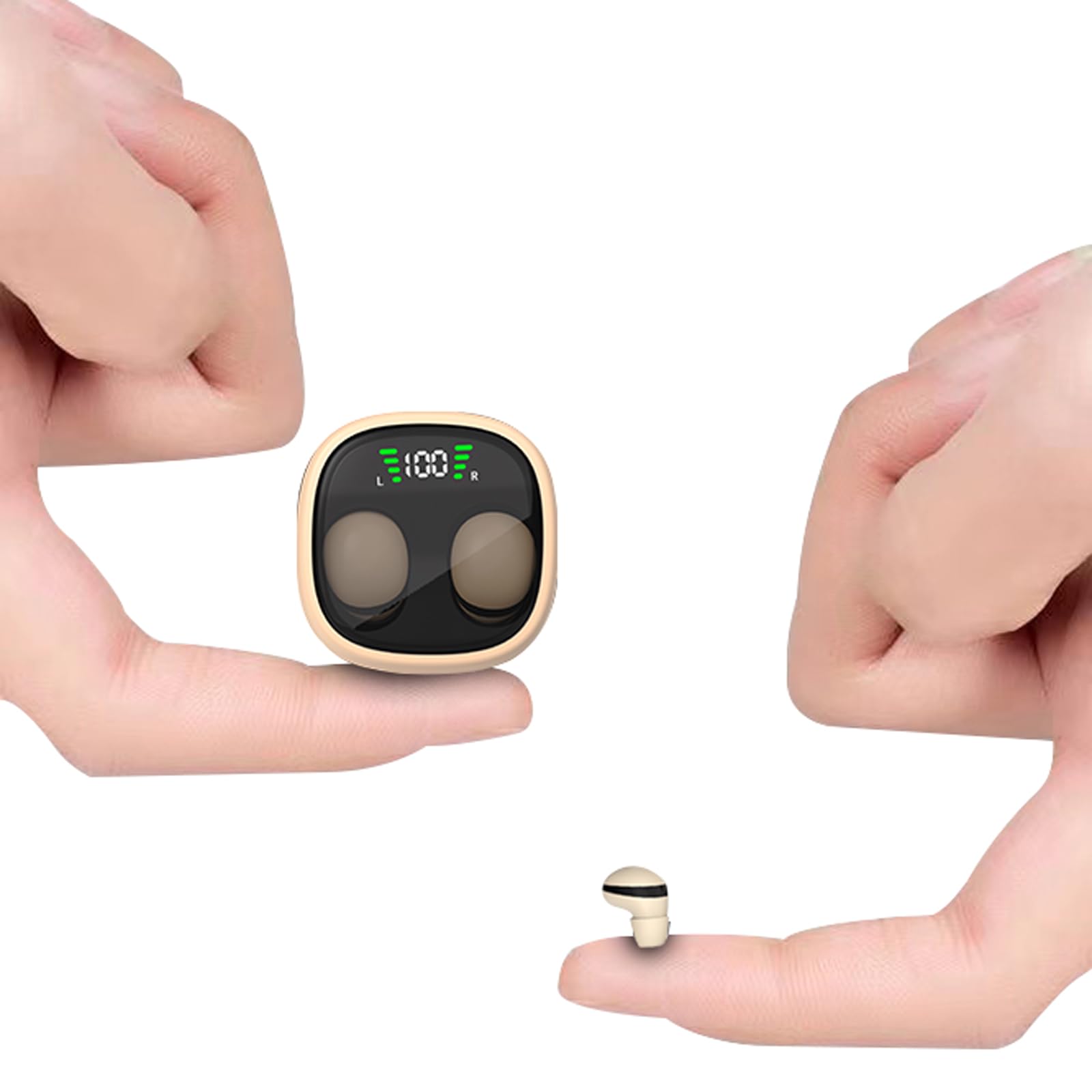 Skintone Nude Small Mini Invisible Earbuds Wireless Bluetooth Ear Buds for Small Ears Canals Women Kids, Skin Color Tiny Smallest Micro Discreet