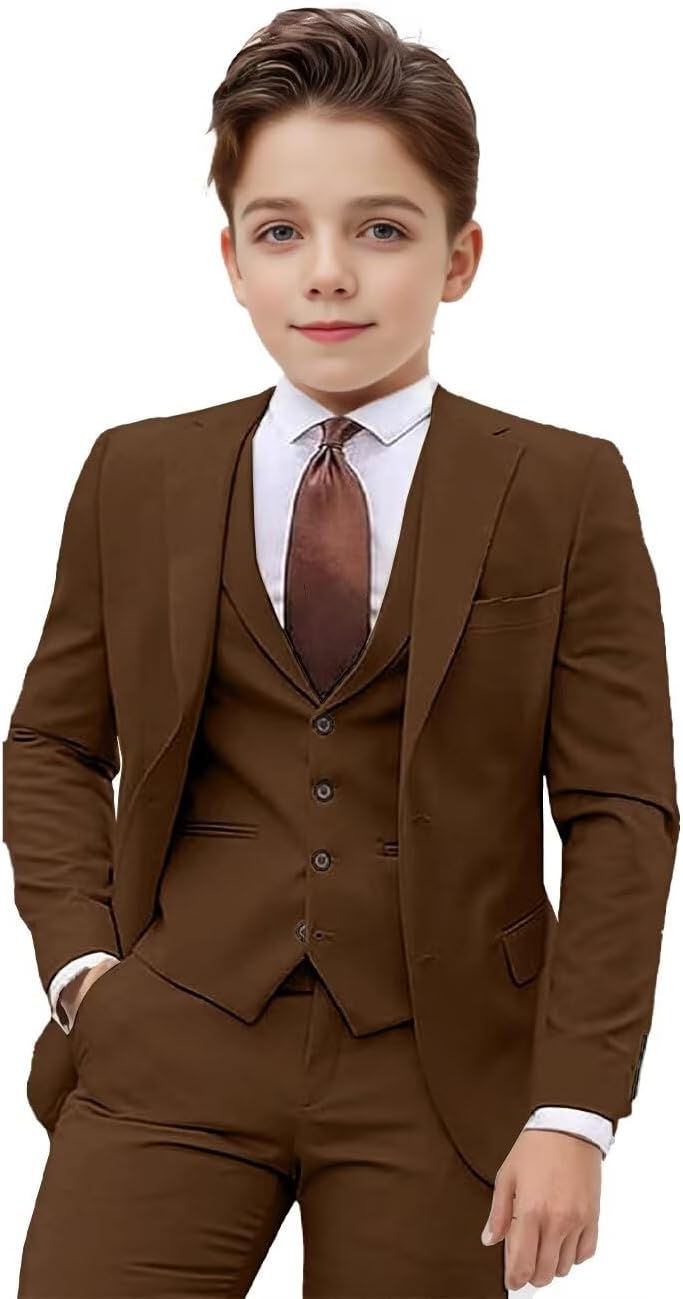 Boys Suit Slim Fit 3 Pieces Formal Suit Kid Tuxedo Dress Notch Lapel Blazer Vest Pants Wedding Party Prom for Boys