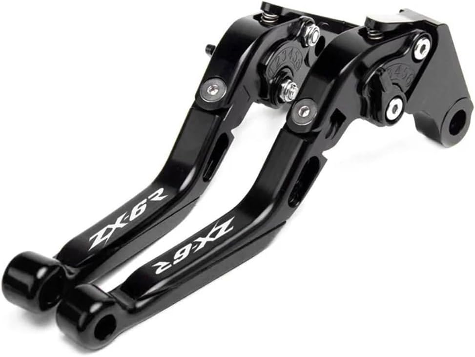 Motorcycle Accessories CNC Adjustable Foldable Extendable Brake Clutch Levers Handle for Kawasaki Ninja ZX6R/RR/636 ZX-6R 2023 2019-UP (Black)