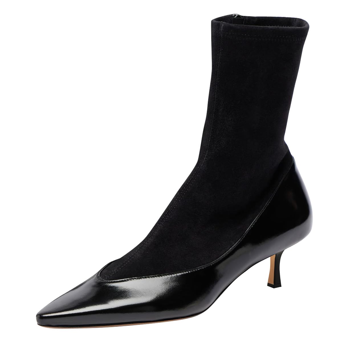 FSJ Women Sock Ankle Boots Pointed Toe Kitten Low Heel Dress Booties Office Wear Date Nights Shoes Size