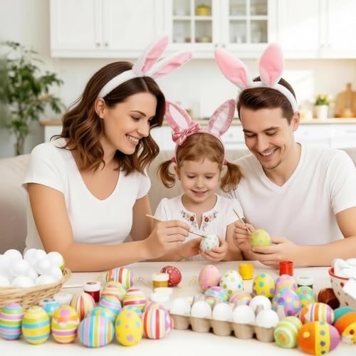 Hanwin Ostereier zum Bemalen, Befüllbare Ostereier, Ostereier zum Aufhängen, Weiße Plastikeier (weiße 50 Stück)