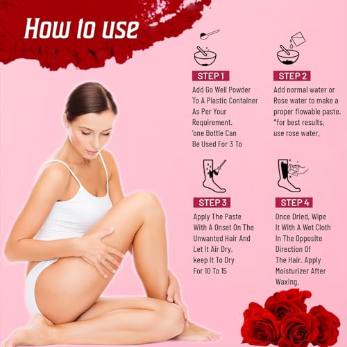 Image of VLOVEU- Bikini Rose Wax Powder for Women - 120g, Pack of 4 | 5 Minutes Painless Herbal Wax Powder for Hair Removal | Easy to Use at Home, No Chemicals - No Irritation, Bikini Wax for Women and Girls