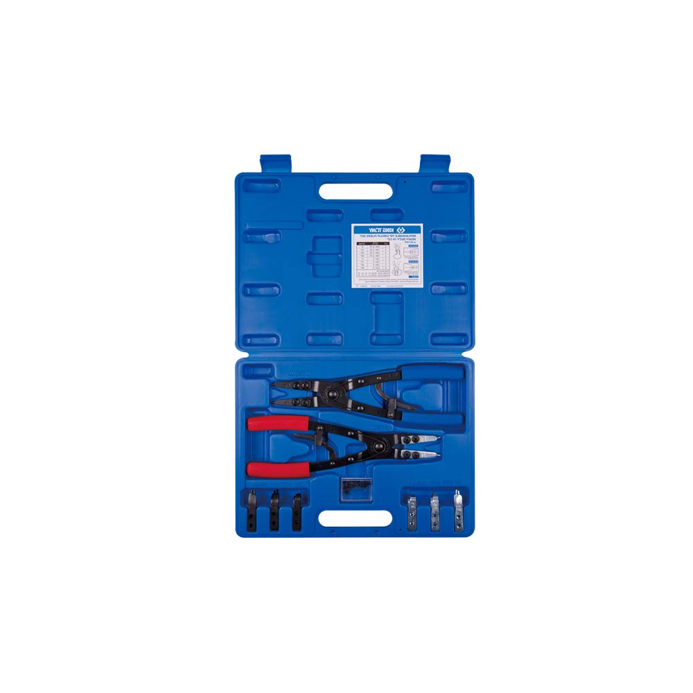 King T. 45115PP Set di pinze per Anelli Seeger, Confezione da 15
