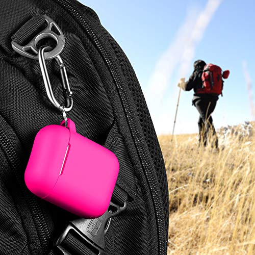 Image of AirPods Case Cover with Keychain, Full Protective Silicone AirPods Accessories Skin Cover for Women Girl with Apple AirPods Wireless Charging Case,Front LED Visible-Rose Pink