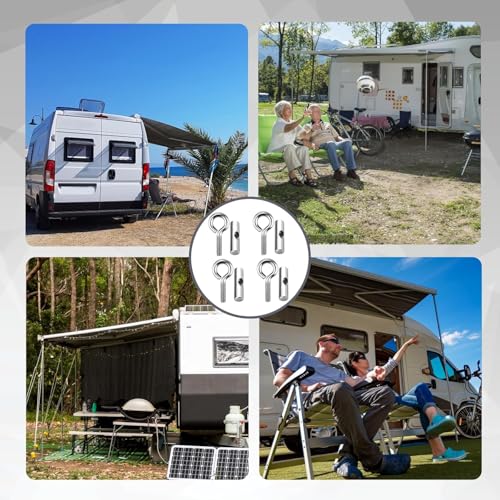 4 Stück Kederschiene 8-10mm - Kederleisten Haken aus Edelstahl mit Karabiner - Sicherungs-Set für Wohnmobil, Caravan & Zelt - Robuster Haken für Camping & Boot - Blockierungskit für zuverlässi