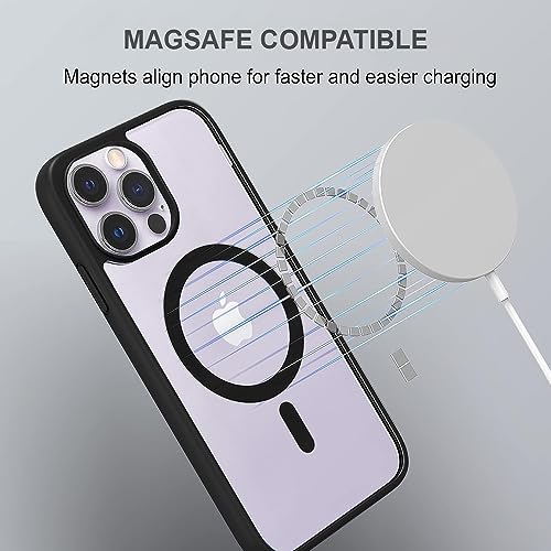 Image of KARWAN️ Hybrid Transparent iPhone 14 Pro Max Back Cover Case Compatibe with MagSafe|Shockproof Design |Camera Protection Bump|Transparent Back Cover Case for iPhone 14 Pro Max(PC, TPU|Black Bumper