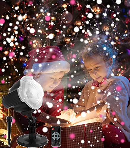Christmas Snowflake Projector Lights,Snowfall Projector Lights Outdoor Indoor with Remote Control,Waterproof White Snow LED Snowfall Projection for Christmas Party, Holiday Garden Patio Decoration