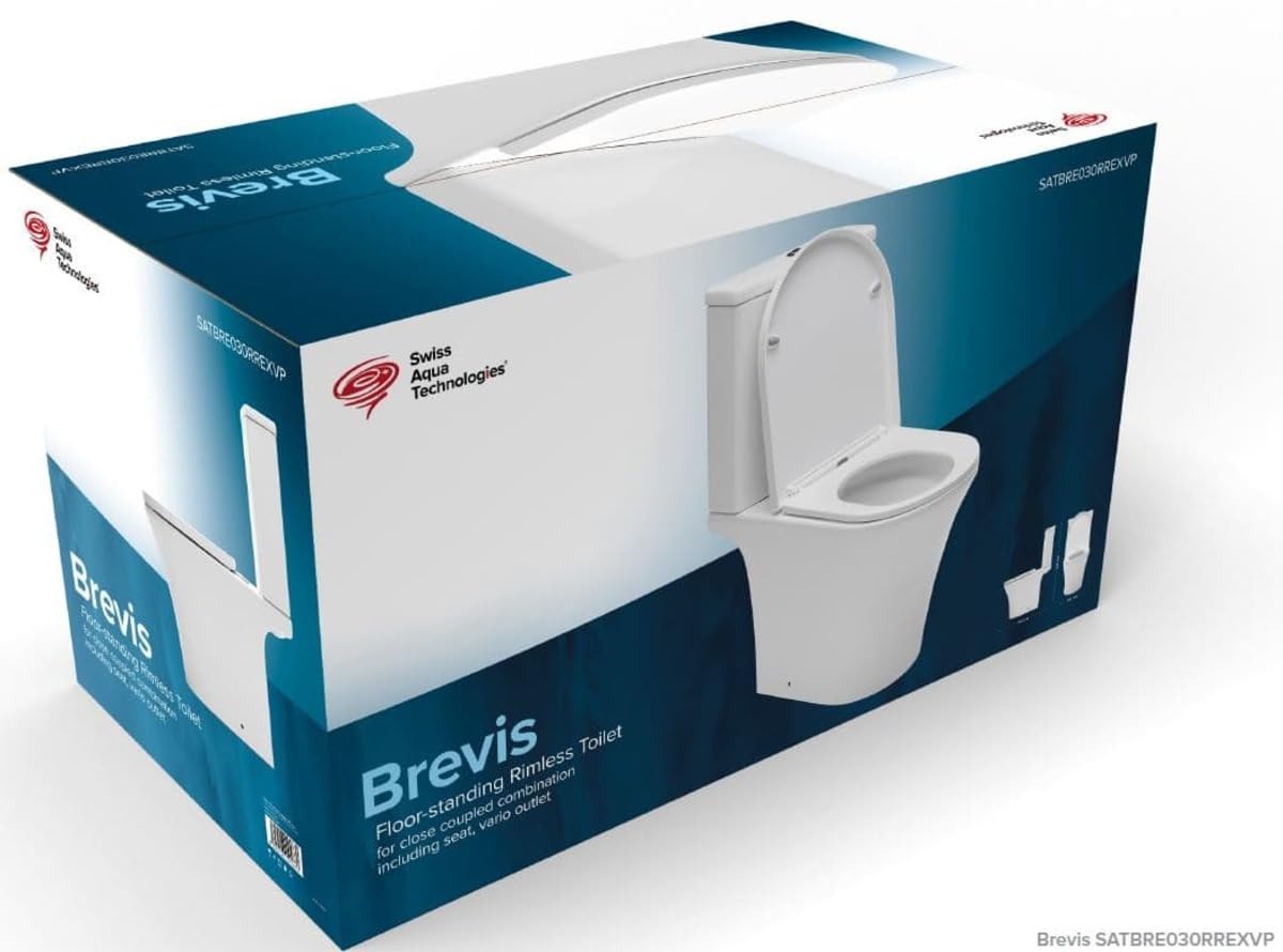 Swiss Aqua Technologies | Combi WC sin bridas | Con Tapa Softclose SATBRE030RREXVP | Relleno inferior