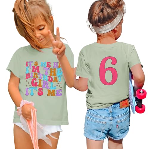 Image of Its Me Hi Im The Birthday Girl Its Me Birthday Girl Shirt Kid B-Day T-Shirt Party Tee Outfit Short Sleeve Tops 6-12Y