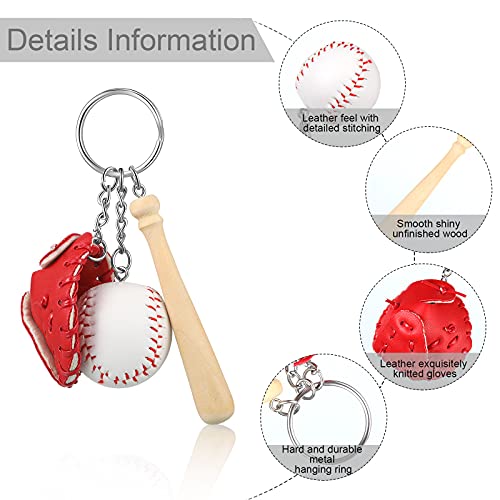 8 Pieces Mini Baseball Keychains Three-Piece Baseball Gloves Wooden Bat Keychain Baseball Sports Keychain For Car Keys Backpack Decoration Athletes Souvenir Sports Party Favors #TOP2