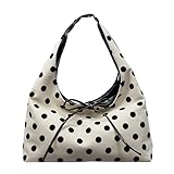 HiTotes Bolso de mano de lunares para mujer, bolso de mano holgado con pajarita, bolso de trabajo de lunares para uso diario, Black, 40cm
