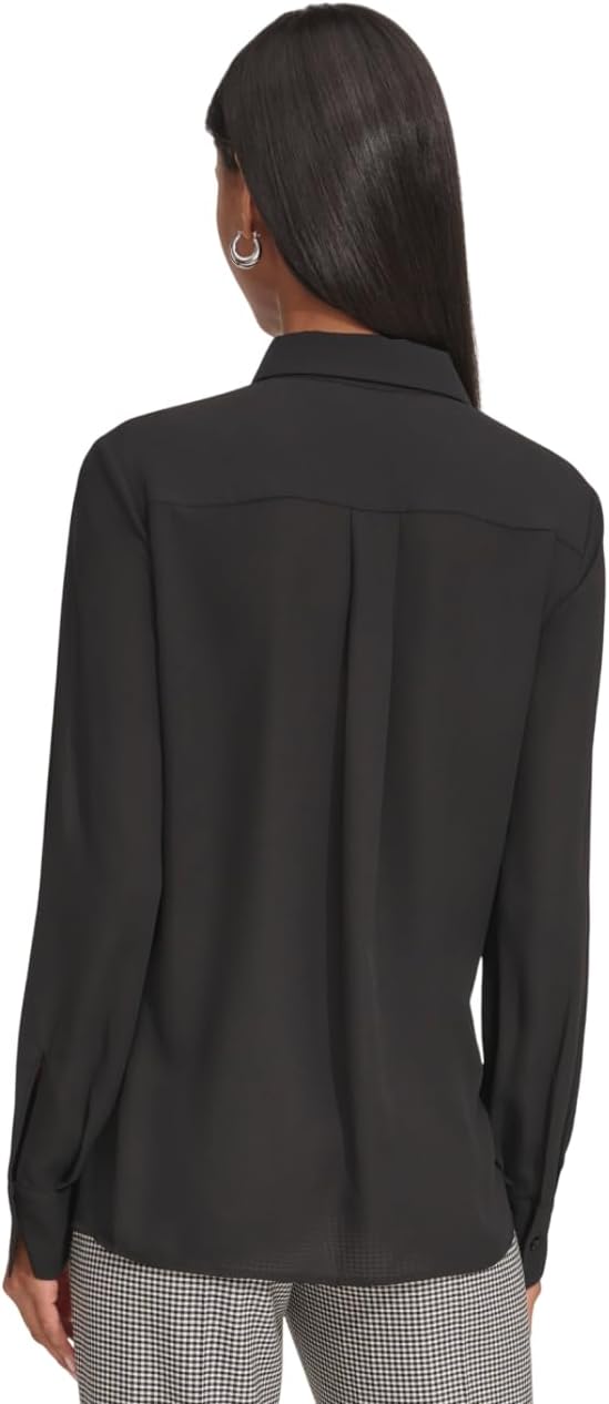 KARL LAGERFELD Paris Women's Collared Ruffle-Front Button Up Blouse - Image 2