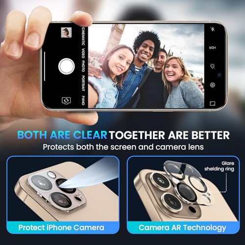 Image of Fotbor for 3Pack iPhone 16 Pro Max Screen Protector with 3Pack Camera Lens Protector, 9H+ Tempered Glass Easy Installation Kit, Case Friendly iPhone 16 Promax