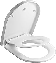 SAMODRA-Abattant WC Familial Forme D Lunette de Toilette pour Adultes et Enfants Cuvette Toilette avec Frein de Chute matériel d'urée-Formaldéhyde (Familial Forme D)