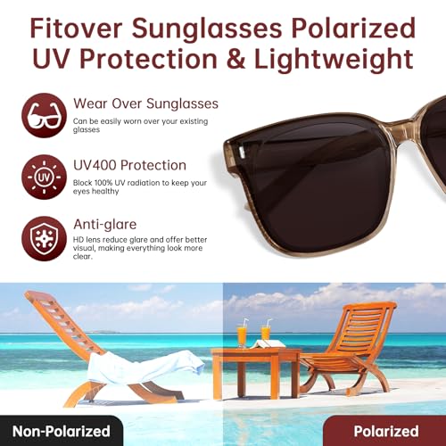 Polarized Fit Over Glasses Sunglasses for Women Men, Oversized Square Sun Glasses UV400 Protection Shades for Driving3