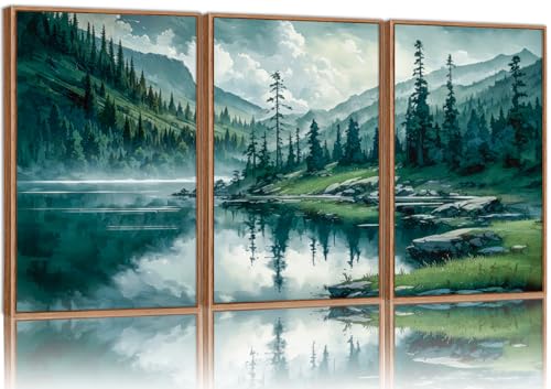 Tinonedraw Large Nature Forest Framed Canvas Wall Art Set, Boho