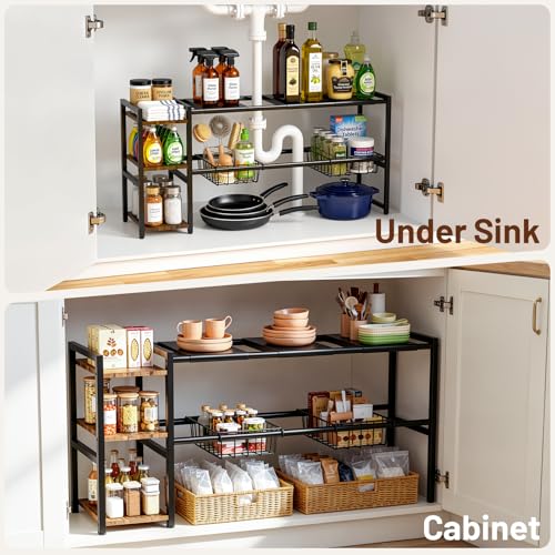 Housolution-Expandable-Under-Sink-Cabinet-Organizer-Rack-and-Storage-Shelf-24-378-Expandable-Length-3-Tier-Side-Wooden-Shelves-Height-Adjustable-for-Kitchen-Bathroom