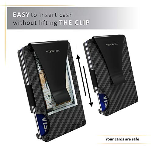 Carbon Fiber Wallet and Money Clip - RFID Blocking Front Pocket Wallet - Premium Minimalist Wallets for Men - Slim Credit Card Holder - Business Card Holder - Mens Wallet - Aluminum Metal Wallet - Thumbnail 2