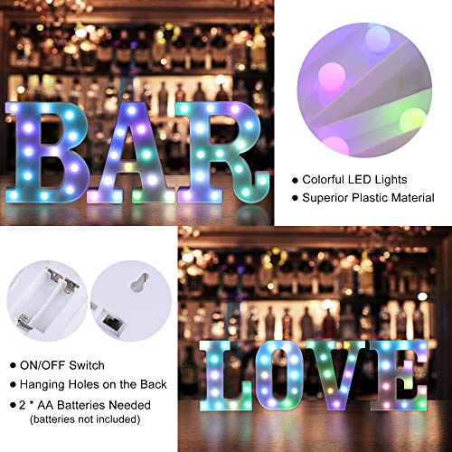 Foaky Colorful Led Letter Lights With Remote, Light Up Letters Sign For Night Light Wedding/Birthday Party Battery Powered Christmas Lamp Home Bar Decoration(K) #TOP5