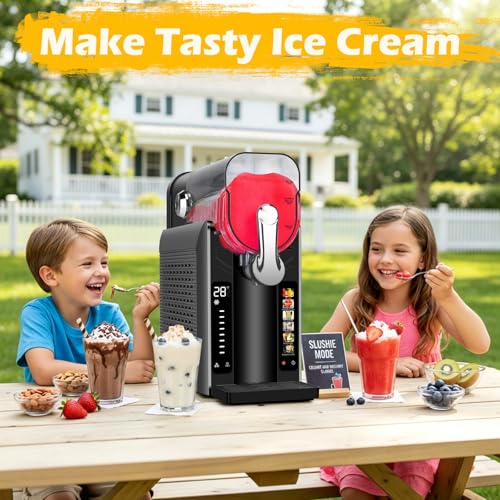 Image of Slushie Machine for Home - 88oz Frozen Drink Maker Slushy Maker & Soft Ice Cream Maker, 6 Preset Programs| Slushie, Cocktails, Frappes, Ice Cream, Smoothies, Milkshakes (Screen Version）