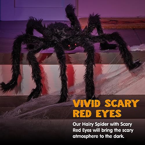 Image of JOYIN 6.5ft Halloween Spider Outdoor Decorations, Scary Giant Large Spider Props for Halloween Outside Decor, Indoor Party Supplies and Yard Lawn Decoration, Black