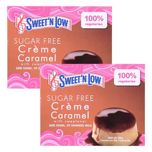 Sweet N Low Sugar Free 100% Vegetarian Crème Caramel Dessert with Sweetener 58g 1+1 Free
