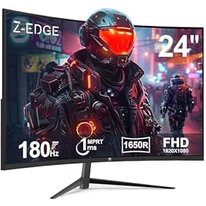 Z-Edge 24-inch Curved Gaming Monitor 180Hz Refresh Rate, 1ms MPRT, FHD 1080 Gaming Monitor, R1650 Curved, UG24 AMD Freesync Premium Display