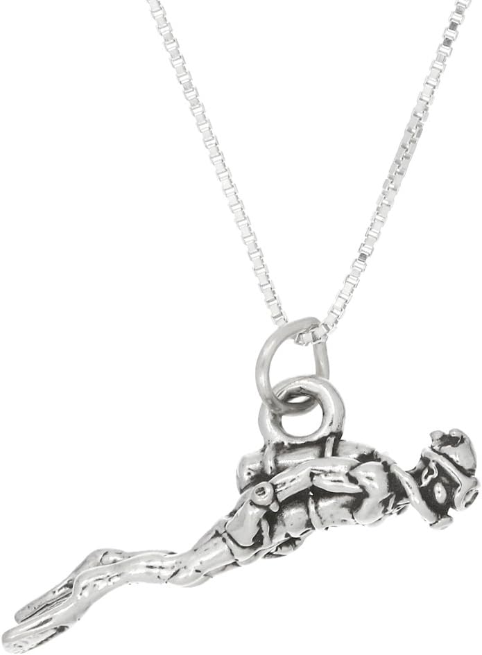 LGUSterling Silver Three Dimensional Scuba Diver Necklace