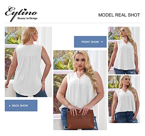 Image of Eytino Womens Plus Size Tank Tops Summer Sleeveless V Neck Casual Loose Chiffon Blouse Office Work Shirts(1X-5X)