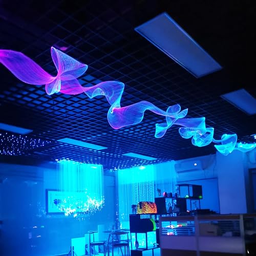 FOPLIT LED Fiber Optic Mesh Light Kits for Ceiling Wall Party Halloween Decoration - Plastic Optical Fibre Netting Light Up Christmas Trees (6.6 Yards (6 Meters) mesh)