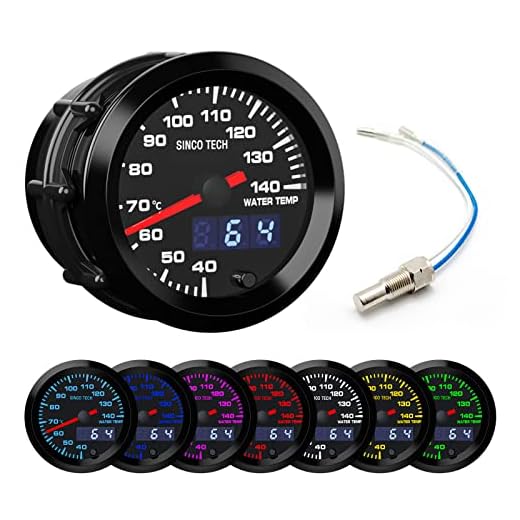 SINCO TECH Water Temperature Gauge 52mm Car Meter Digital Display Pointer 7 Colors LED Water Temp Gauge Kit 12V Universal (Water Temp Gauge)…