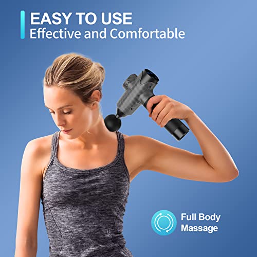 Muscle Massage Gun, Quiet Deep Tissue Percussion Back Neck Head Hammer Massager For Athletes, 30 Speed Level, Lcd Touch Screen With 6 Heads, Hand Held Massager (Carbon) #TOP6