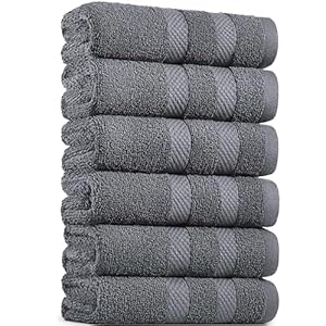 BELADOR Hand Towels 6-Pack – Premium Soft Cotton Hand Towels for Bathroom – Quick-Dry & Absorbent Hand & Face Towel Set | Gray Hand Towels 16″x30″
