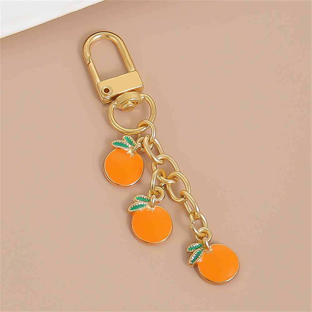 Fuqimanman2020 Cute Fruit Enamel Keychain for Women Fruit Charms Tassel Chain Keyring Purse Bag Decor