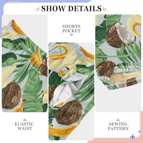 ZZXXB Coconut Banana Palm Tree Boys Long Pants Soft Trousers Elastic Waist Kids Lounge Bottoms with Pockets S-XL4