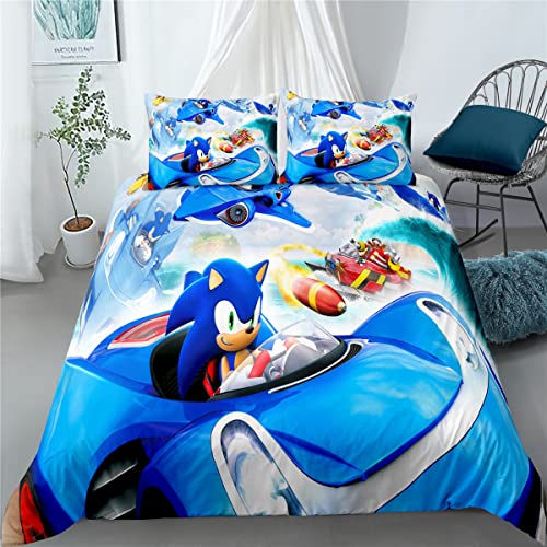 Ropa de Cama Anime Funda nórdica Anime 100% Suave y cómoda Microfibra Comodidad para Dormir - 1 Funda nórdica con Cremallera + 2 Fundas de Almohada Cover