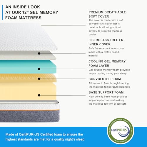 Image of Irvine Home Collection King Adjustable Bed Base with 10 Inch Gel Memory Foam Sleep System - Dual Massage - USB Ports - Zero Gravity - Underbed Light - Wireless Remote - Zero Clearance