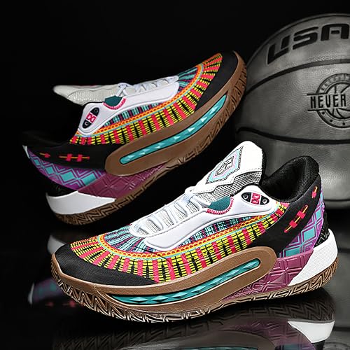 Image of Men's High-Top Basketball Shoes Anti-Slip and Wear-Resistant Soles Running Shoes Graffiti Design Fashionable Sports Shoes