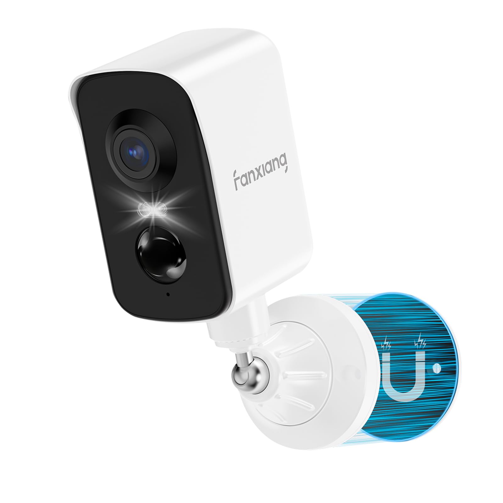 fanxiang 2K Magnetic Security Camera Outdoor Wireless Rechargeable Battery Camera WiFi, 300° Pan Rotating, AI Motion Detection, PIR, Spotlight, Siren, Two-Way Talk, IP65, SD/Cloud Storage-image-6