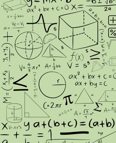  Math Genius: Notebook with Formula Cover  Celadon Green Color  College Ruled (7.5 x 9.25 inches)