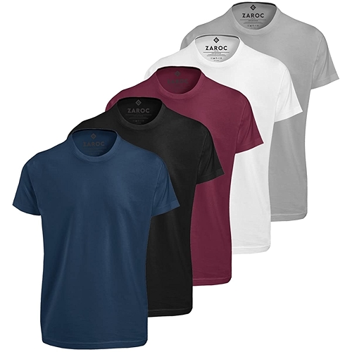 Kit 5 Camisetas Masculinas Slim Gola Algodão Premium Coloridas by ZAROC
