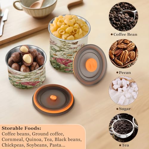 Envase para café beige floral 500ml acero inoxidable miniatura 5