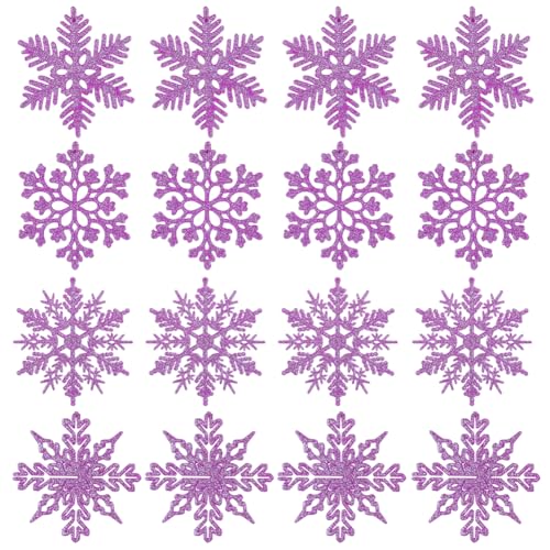 16 Stück Schneeflocken Weihnachten Deko,Glitzer Ornamente für...