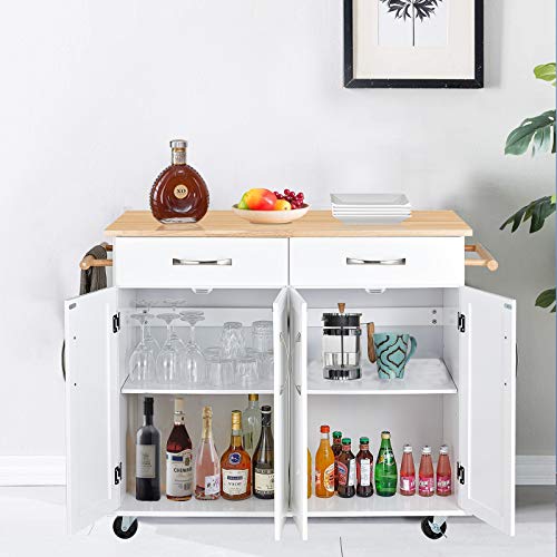 image for QCen Kitchen Island Cart with Smooth Lockable Rolling Wheels, Home Kit