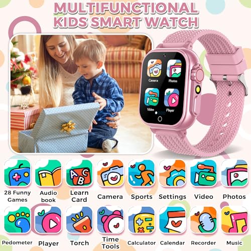 Kids Smart Watch for Girls with 32 Games Audiobook Learn Card HD Touchscreen Camera Music Player Pedometer Educational Toys Birthday Gift for Kids Girls Ages 4-12 Kids Smartwatch2
