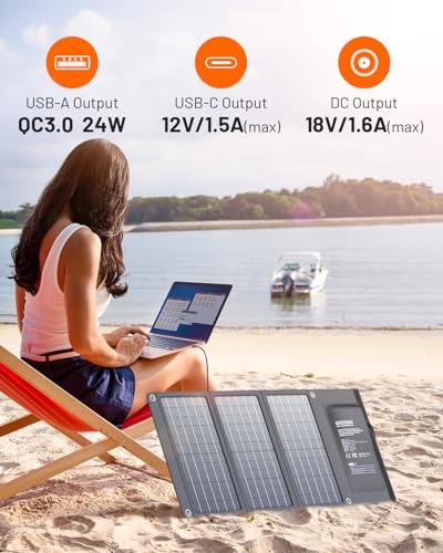 GOODaaa Portable Solar Charger with Dual USB Outputs Super Handy Foldable Size 24% High Conversion Efficiency Solar Panels, Waterproof & Dustproof & Shockproof, Wide Compatibility - Image 3