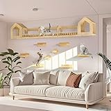 Cat Wall Shelves and Furniture Set with Condos, Perches, Bridge Ladders, Sisal Scratching Posts - Steps and Houses for Cats (D)